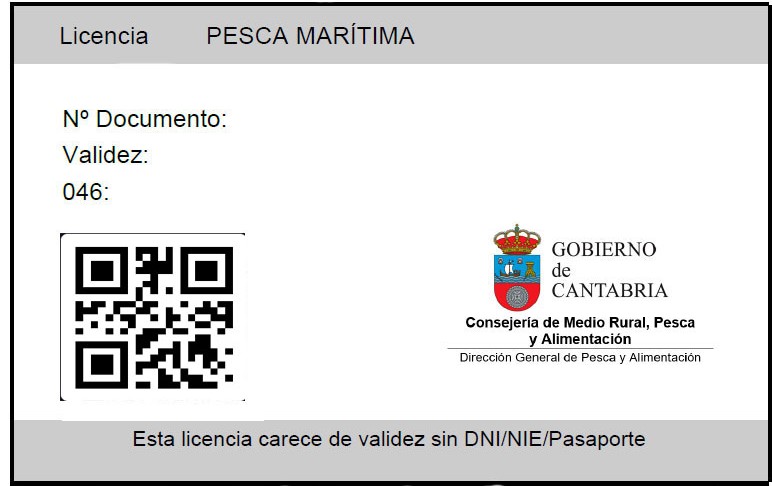 Spanish fishing licence
