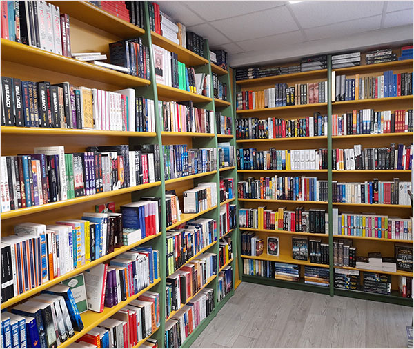 Idiomatika book shelves in their main shop